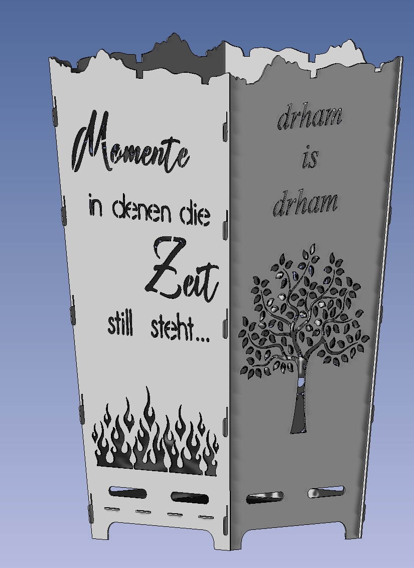 087-FK Feuerkorb Motiv Lebensbaum & Spruch